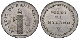 MANTOVA Assedio Austro-russo (1799) 5 Soldi A. VII – MIR 772 MI (g 2,69) R Conservazione eccezionale per questo tipo di moneta

FDC
