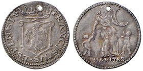 MASSA LOMBARDA Francesco d’Este (1550-1578) Mezzo giulio – MIR 451 AG (g 1,76) RRRR Forato. Moneta conosciuta in pochissimi esemplari

BB