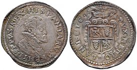 MILANO Filippo II (1556-1598) Ducatone senza data – MIR 308/1 AG (g 32,08) Bella patina iridescente, piccole screpolature diffuse 

SPL