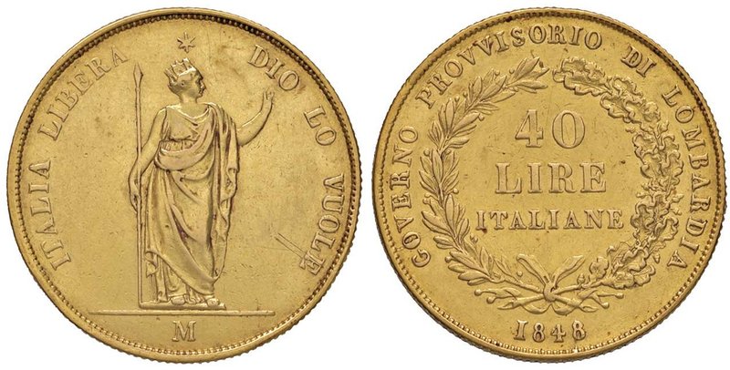 MILANO Governo Provvisorio di Lombardia (1848) 40 Lire 1848 – Gig. 1 AU (g 12,86...