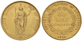 MILANO Governo Provvisorio di Lombardia (1848) 40 Lire 1848 – Gig. 1 AU (g 12,86) Graffietti al D/, colpetto al bordo

BB