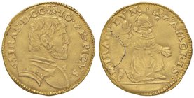 MIRANDOLA Gian Francesco II Pico (1499-1533) Doppio ducato – MIR 468 AU (g 6,88) RR Ex NAC 85, 2015. Sfogliatura del tondello al R/ ma splendido ritra...