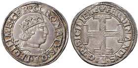 NAPOLI Ferdinando I d’Aragona (1458-1494) Coronato con sigla C dietro il busto e sotto la croce – MIR 68/12 AG (g 3,84)

SPL+
