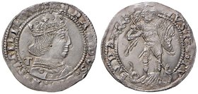 NAPOLI Ferdinando I d’Aragona (1458-1494) Coronato con sigla T – MIR 69/2 AG (g 4,00) Ribattuto ma di grande qualità

qFDC