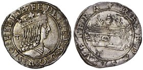 NAPOLI Federico III d’Aragona (1496-1501) Carlino – MIR 106 AG (g 3,93) R Macchie al R/, delicata patina e bellissimo esemplare 

SPL