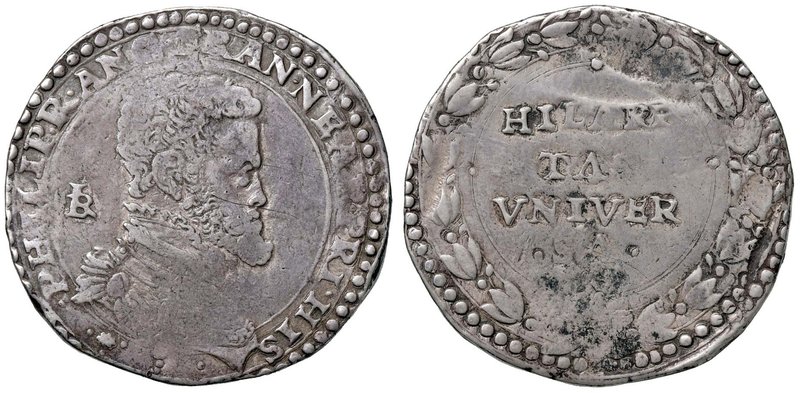 NAPOLI Filippo II (1554-1598) Ducato sigla IBR – MIR 169 AG (g 29,62) Graffietti...