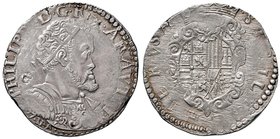 NAPOLI Filippo II (1554-1598) Mezzo Ducato 1577 sigla GR / VP – A – MIR 174/11 AG (g 14,91) RRR

BB