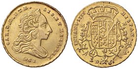 NAPOLI Carlo di Borbone (1734-1759) 6 Ducati 1755 – Magliocca 117 AU (g 8,78) Graffi di conio al D/ e al R/

SPL+