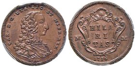 NAPOLI Carlo di Borbone (1734-1759) Grano 1756 – Magliocca 165 CU In slab PCGS MS64BN. Conservazione eccezionale in rame rosso

FDC