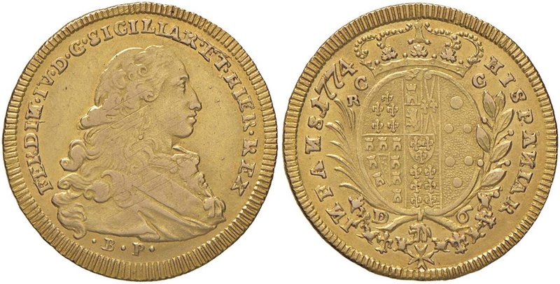 NAPOLI Ferdinando IV (1759-1816) 6 Ducati 1774 – Magliocca 208 AU (g 8,81) Graff...