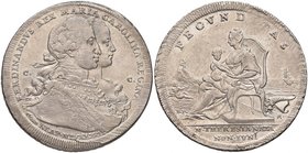 NAPOLI Ferdinando IV (1759-1816) Piastra 1772 Fecunditas – Magliocca 240 AG (g 25,36) R Minimi graffietti di conio ma bell’esemplare per questo tipo d...