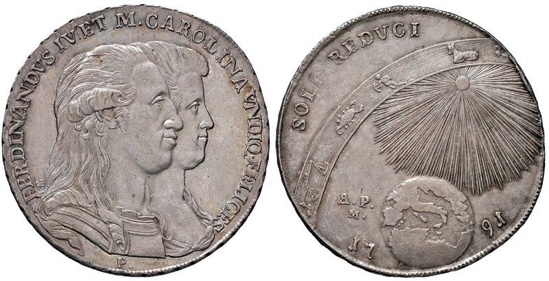 NAPOLI Ferdinando IV (1759-1816) Piastra 1791 – Magliocca 256 AG (g 27,37) Belli...