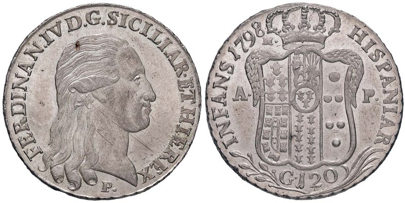 NAPOLI Ferdinando IV (1759-1816) Piastra 1798 – Magliocca 259 AG (g 27,50) Picco...