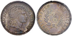 NAPOLI Murat (1808-1815) 2 Lire 1813 – Magliocca 419 AG In slab PCGS MS62. Conservazione eccezionale con splendida patina iridescente

FDC