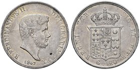 NAPOLI Ferdinando II (1830-1859) Piastra 1847 Reimpressa – Magliocca 555a AG (g 27,38) RR Una modesta macchia al D/

qSPL