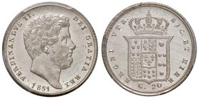 NAPOLI Ferdinando II (1830-1859) Tarì 1851 – Magliocca 616 AG In slab PCGS MS64. Conservazione eccezionale con i fondi speculari

FDC