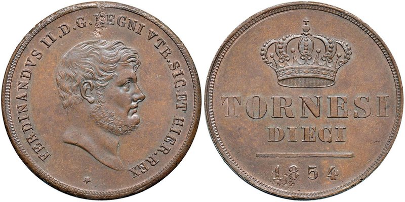 NAPOLI Ferdinando II (1830-1859) 10 Tornesi 1854 – Magliocca 691 CU (g 29,61) Un...