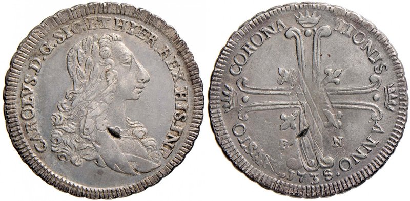 PALERMO Carlo di Borbone (1734-1759) 6 Tarì 1735 – MIR 554; Spahr 15/17 AG (g 13...