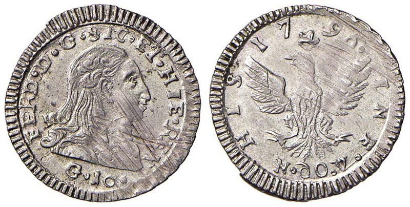 PALERMO Ferdinando III (1759-1816) Mezzo tarì 1796 sigla Nd OV – MIR 627 AG (g 1...