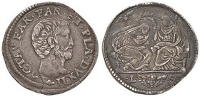 PARMA Ottavio Farnese (1547-1587) Quarto di scudo sigla L S – MIR 930/2 AG (g 8,80) RR Ex Nomisma 53, lotto 1290. Frattura del tondello

BB+
