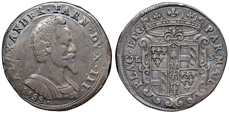 PARMA Alessandro Farnese (1586-1598) Mezzo scudo 1588 – MIR 967/2 AG (g 15,51) R...