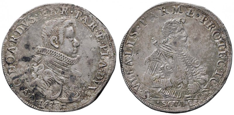 PARMA Odoardo Farnese (1622-1646) Scudo 1627 – MIR 1013/4 AG (g 27,62) Macchie a...
