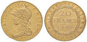 TORINO Repubblica Subalpina (1800-1802) 20 Franchi A. 9 A’ Marenco – Gig. 1a AU (g 6,44) RR Bellissimi fondi ancora brillanti

SPL