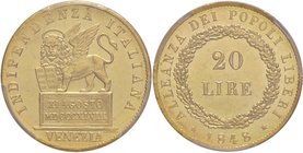 Governo Provvisorio (1848-1849) 20 Lire 1848 – Gig. 1 AU RR In slab PCGS MS64. Conservazione eccezionale

FDC