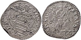 Pio V (1566-1572) Ancona - Testone – Munt. 34 AG (g 9,23) Splendido esemplare 

qFDC