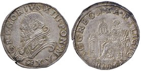 Gregorio XIII (1572-1585) Testone A. X – Munt. 13 AG (g 9,70) Piccole screpolature ma splendido esemplare 

SPL+