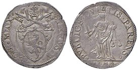 Sisto V (1585-1590) Testone – Munt. 19 AG (g 9,52) Piccole screpolature ma di ottima conservazione per questo tipo di moneta 

SPL+