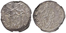 Paolo V (1605-1621) Testone A. VI – Munt. 28 AG In slab NGC MS62, il più alto grading per questa moneta 

FDC