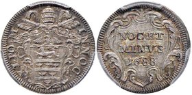 Innocenzo XI (1676-1689) Grosso 1688 – Munt. 180 AG In slab PCGS MS67. Conservazione eccezionale e grading da vero record!

FDC