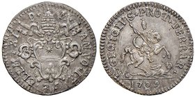 Clemente XI (1700-1721) Ferrara – Doppio grossetto da 26 quattrini 1709 A. IX – Munt. 237 MI (g 2,18) Conservazione eccezionale con argentatura comple...