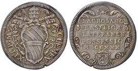 Clemente XII (1730-1740) Giulio 1730 del Possesso – Munt. 61 AG (g 3,00) RRR Splendida patina iridescente, screpolatura al bordo

BB+