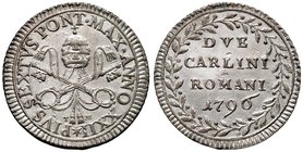Pio VI (1774-1799) 2 Carlini 1796 A. XXII – Munt. 83 MI (g 4,20) Conservazione eccezionale 

qFDC/FDC