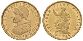 Gregorio XVI (1831-1846) Bologna – Doppia 1834 A. III – Nomisma 123 AU (g 5,48) Bel’esemplare con fondi lucenti

qFDC