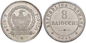 Repubblica romana (-) 8 Baiocchi 1849 – Nomisma 351 MI In slab PCGS MS64. Conservazione eccezionale con fondi speculari

FDC