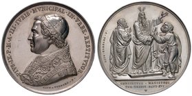 Pio IX (1846-1870) Medaglia A. III Promulgazione di nuove leggi – Opus: Cerbara – Bart. 848 AG (g 33,00 – Ø 43,5 mm)

qFDC
