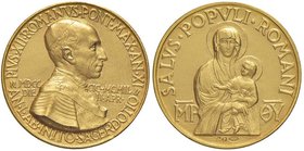Pio XII (1939-1958) Medaglia 1949 Salus Populi Romani – Opus: Mistruzzi AU (g 751 + 7,15 marcati 750 – Ø 20 mm) Lotto di due medaglie nelle versioni c...