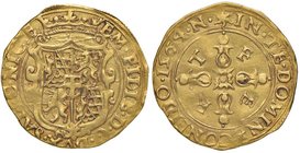 Emanuele Filiberto (1553-1580) Scudo d’oro 1564 Nizza – MIR 497b AU (g 3,32) RR 

BB/SPL