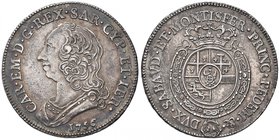 Carlo Emanuele III (1730-1773) Mezzo scudo 1756 – Nomisma 160; MIR 947b AG (g 17,33) Modestissima porosità, leggera patina iridescente 

SPL