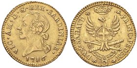 Vittorio Amedeo III (1773-1796) Mezza doppia 1786 – Nomisma 308; MIR 984a AU (g 4,54)

qSPL