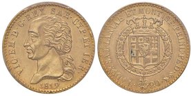 Vittorio Emanuele I (1814-1821) 20 Lire 1819 – Nomisma 511 AU R In slab PCGS MS62. Conservazione eccezionale

FDC