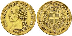 Vittorio Emanuele I (1814-1821) 20 Lire 1821 – Nomisma 514 AU RRR Variante con PRINC senza punto. Modesti depositi al R/

BB+
