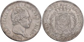 Carlo Felice (1821-1831) Lira 1826 T – Nomisma 591 AG Sigillato FDC “eccezionale” da Cavaliere F. 

FDC