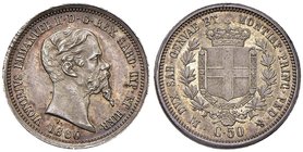 Vittorio Emanuele II (1849-1861) 50 Centesimi 1860 M – Nomisma 818; Pag. 427AG 

SPL+/qFDC