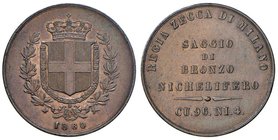Studi per la monetazione del Regno (1860-1861) Milano - Saggio di bronzo nichelifero 1860 – P.P. 64 CU (g 5,07) RR Colpetti al bordo

SPL