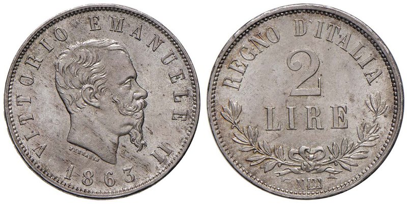 Vittorio Emanuele II (1861-1878) 2 Lire 1863 N valore – Nomisma 907 AG Modesto d...