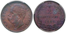 Umberto I (1878-1900) 2 Centesimi 1896 – Nomisma 1025 CU RR In slab PCGS MS66RB. Conservazione eccezionale in rame rosso

FDC